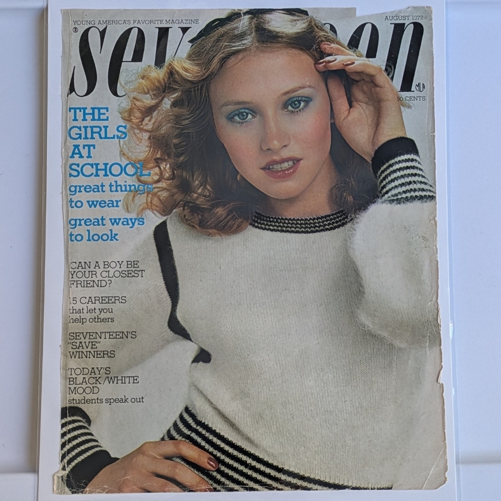 1972 Seventeen Magazine Cover Only, Vintage Retro 70s Wall Hanging